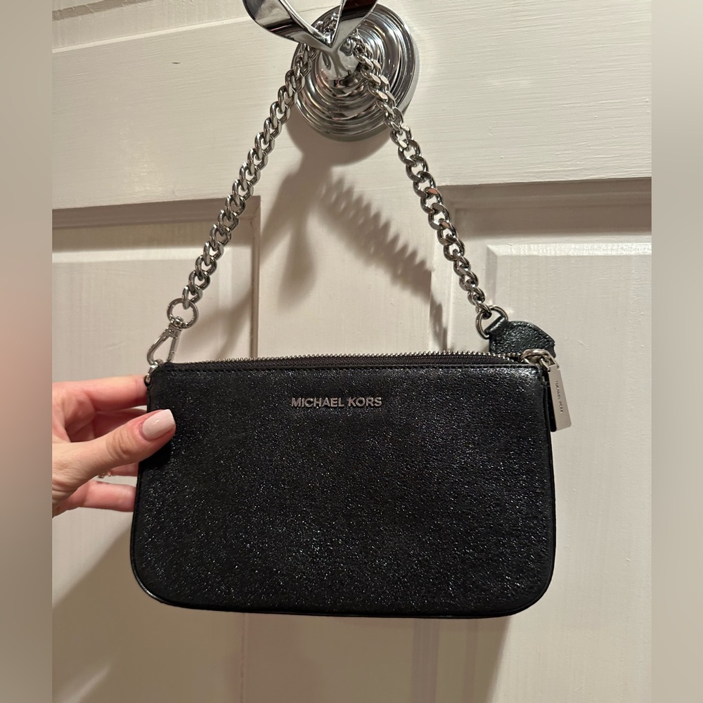 Michael Kors shiny black shoulder bag